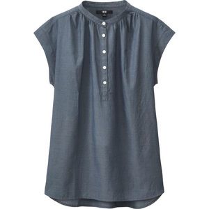 RARE NWT Uniqlo Women Short Sleeve Indigo Top M